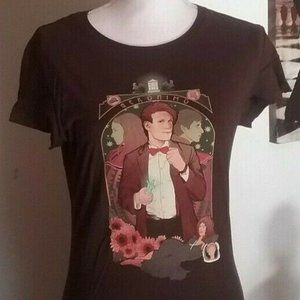 TEEFURY Women's Fitted BBC Doctor Who #11th Matt Smith GERONIMO Graphic T-Shirt